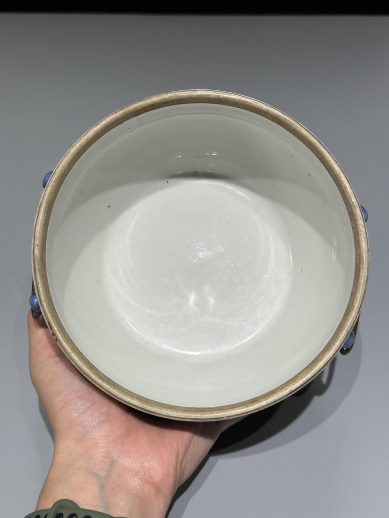    清光绪 青花岁寒三友纹兽耳粥罐 - 图4