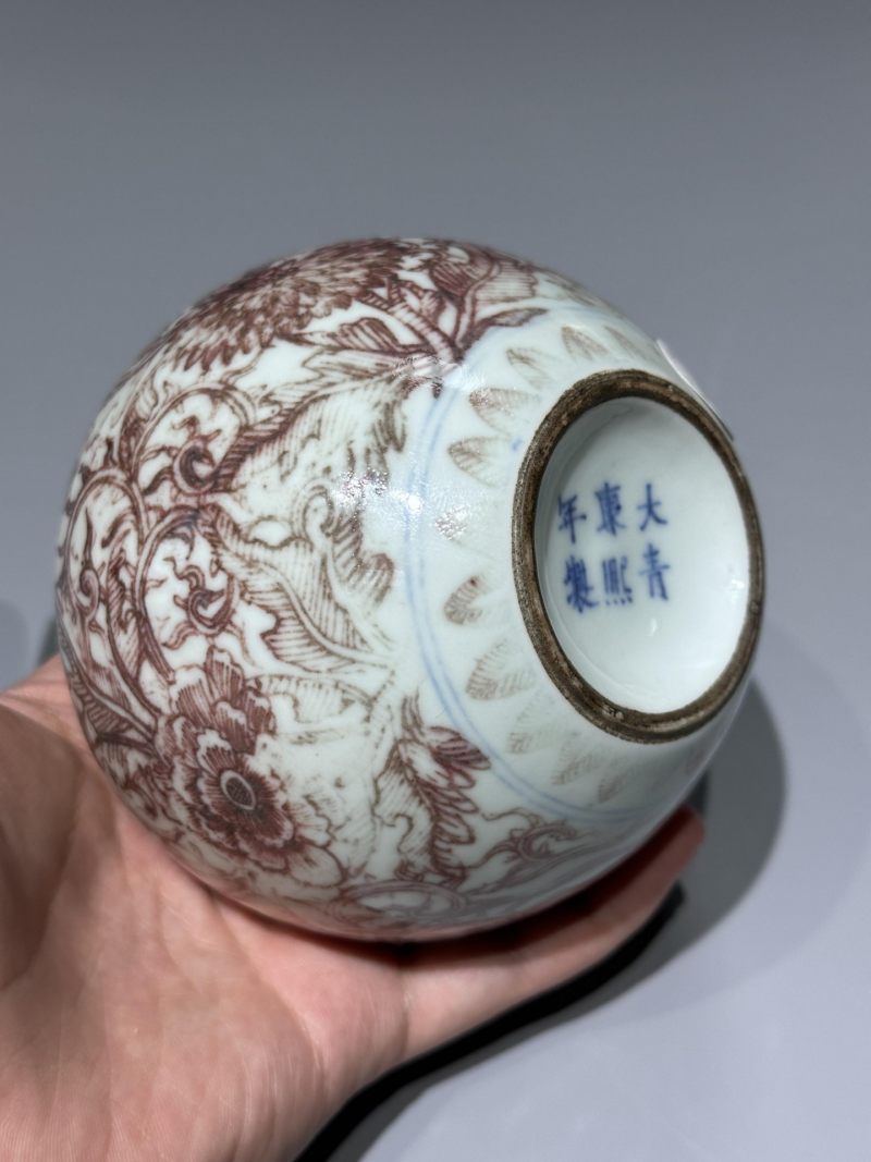    清光绪 釉里红花卉纹苹果尊 - 图5