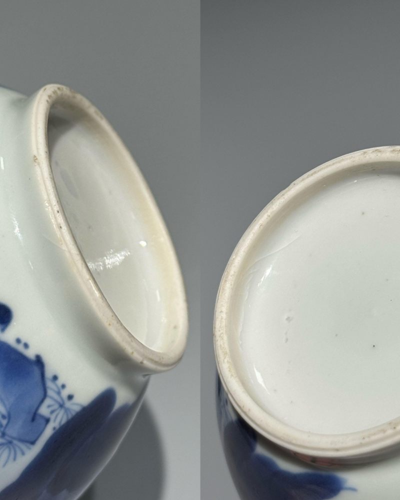    清康熙 青花人物故事纹罐 带木盖 - 图14