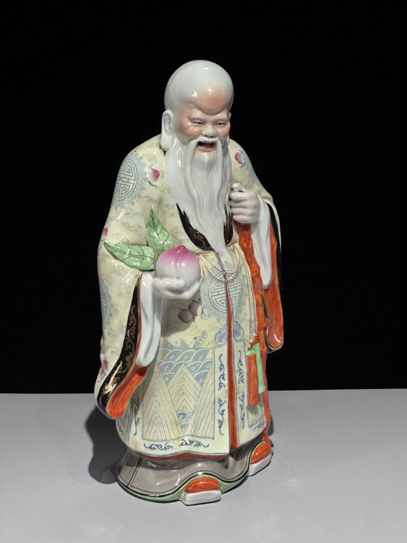    民国 粉彩寿星瓷塑 - 图6