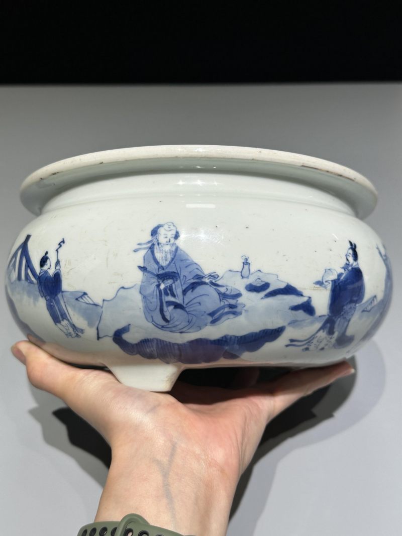    清康熙 青花八仙纹香炉 - 图7