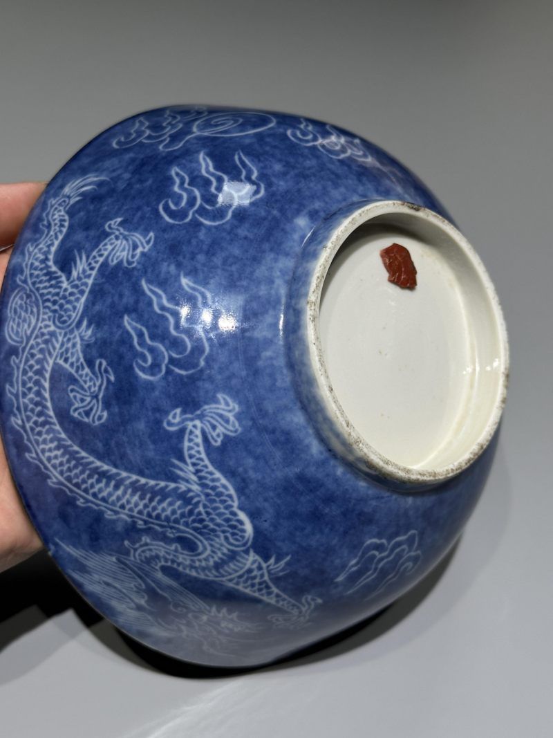   清康熙 蓝釉云龙纹大碗 - 图6