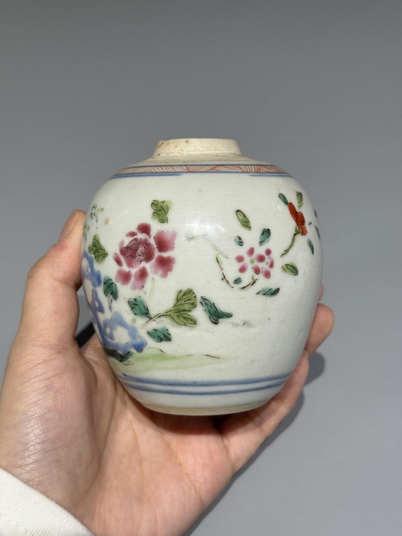    清雍正 粉彩花卉纹小罐一对（带木盖） - 图11