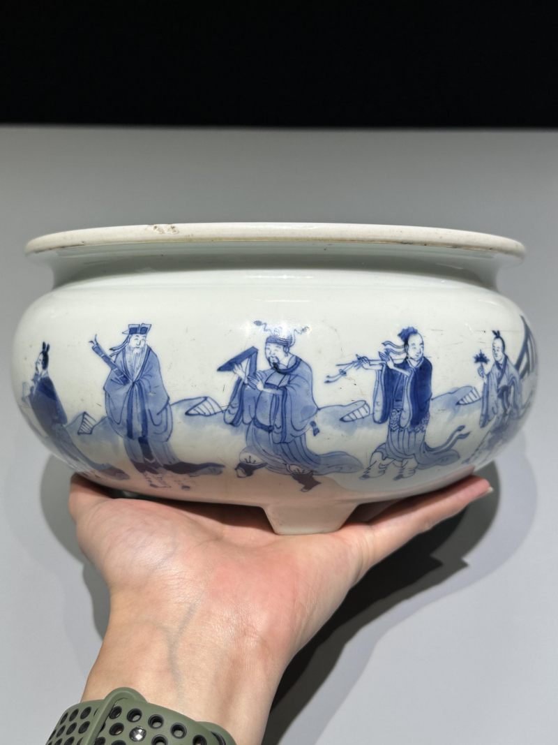    清康熙 青花八仙纹香炉 - 图8