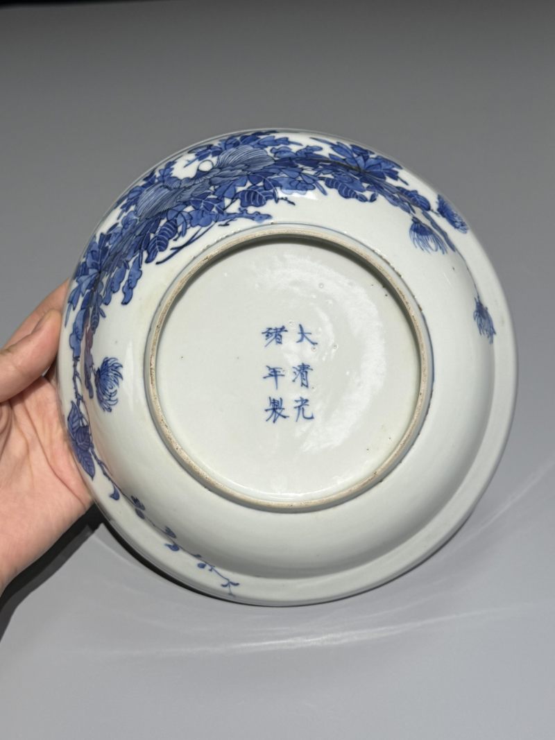    清光绪 青花花卉纹盖碗 - 图7