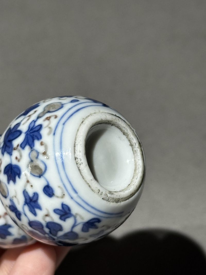    清晚期 青花釉里红瓜瓞绵绵鼻烟壶 - 图10