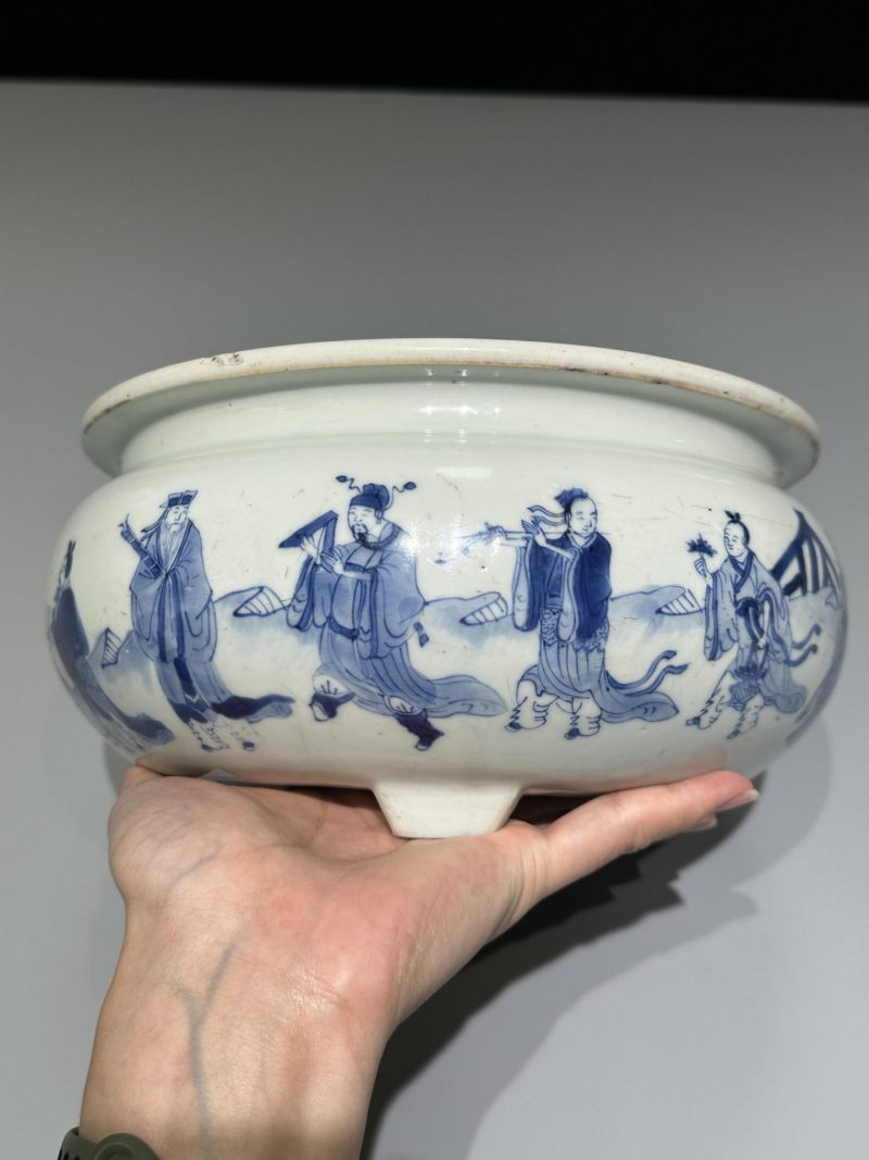    清康熙 青花八仙纹香炉 - 图9