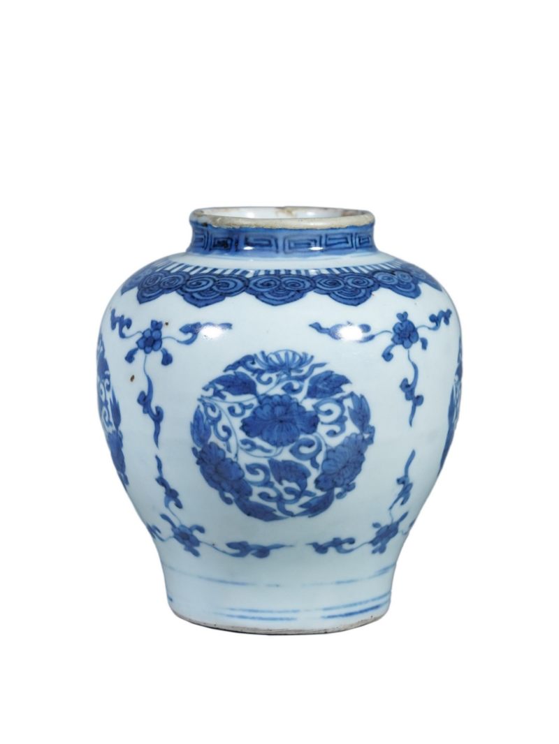    清早期 青花花卉纹罐 - 图1