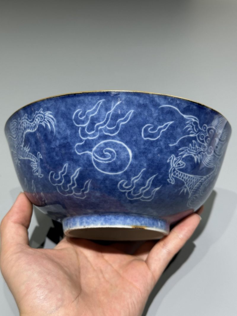    清康熙 蓝釉云龙纹大碗 - 图8
