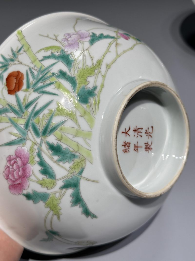    清光绪 粉彩花卉纹大碗一对 - 图5