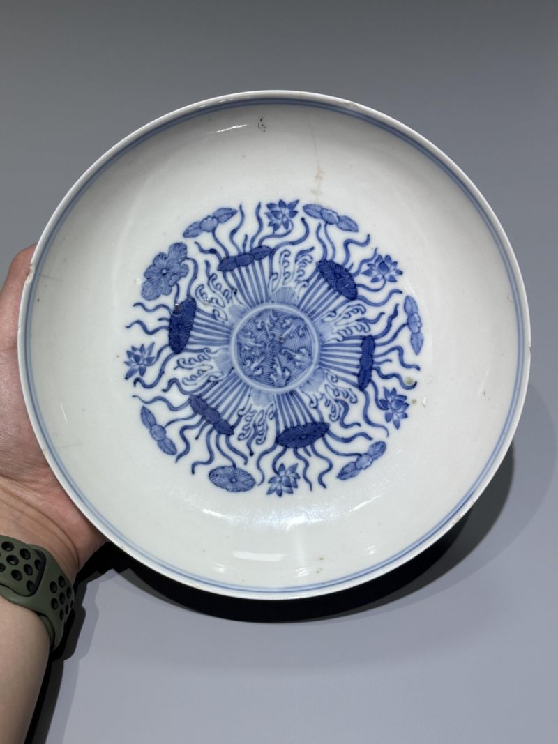    清道光 青花花卉纹盘 - 图2