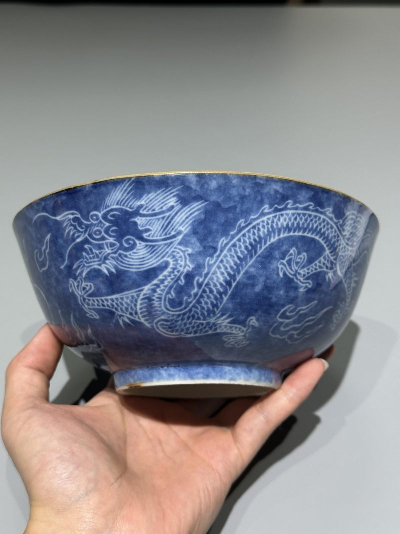    清康熙 蓝釉云龙纹大碗 - 图9