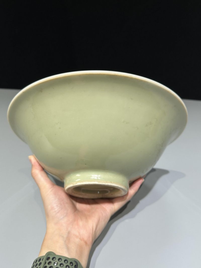    清晚期 豆青釉内如意纹斗笠碗 - 图6