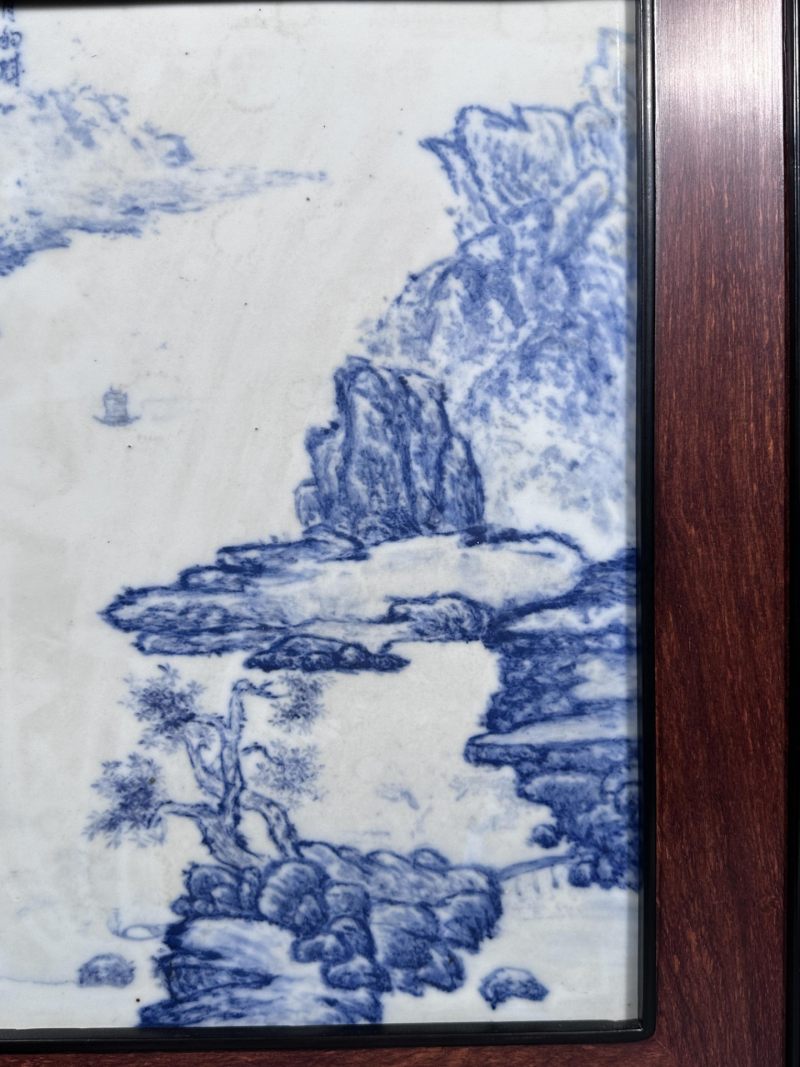    1950年代 王步风格青花山水纹瓷板 - 图3