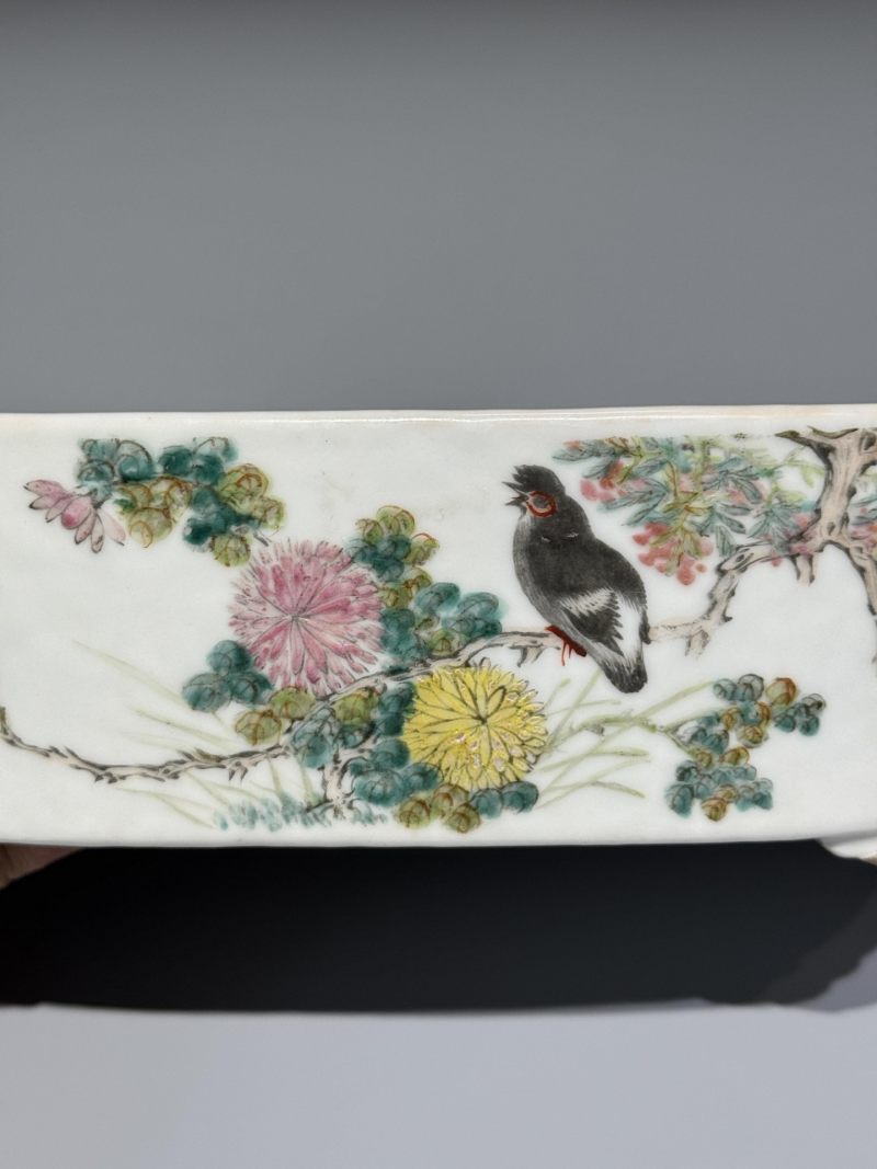    清晚期 浅降彩花鸟博古纹花盆 - 图6