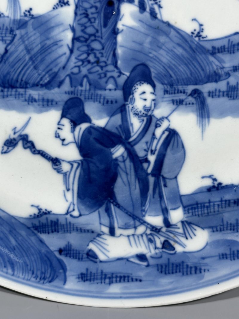    清晚期 青花人物纹盘 - 图5