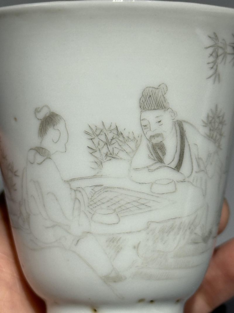    清晚期  墨彩高仕图小杯 - 图5