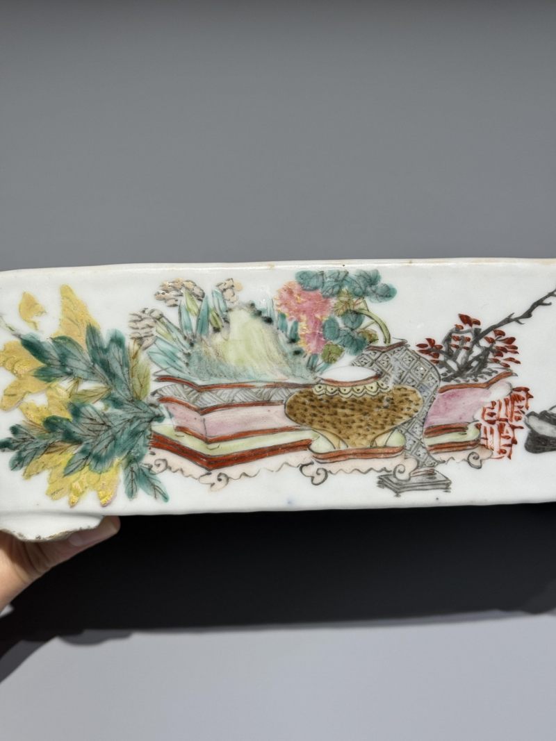    清晚期 浅降彩花鸟博古纹花盆 - 图7