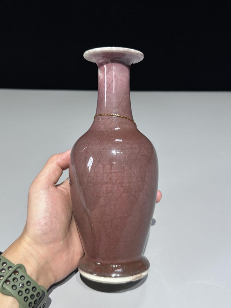    清晚期 豇豆红观音瓶 - 图6