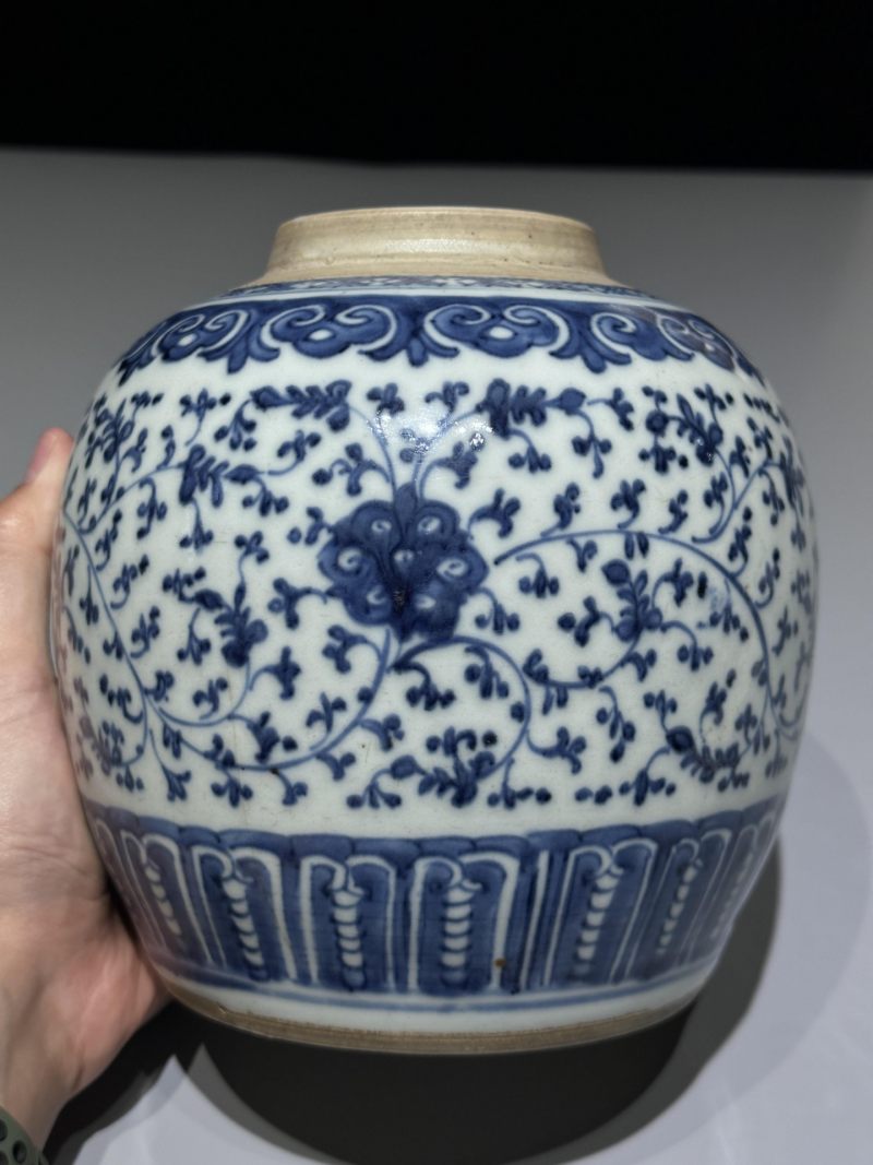    清乾隆 青花缠枝花卉纹罐 - 图6