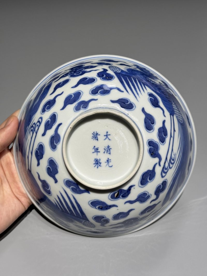    清光绪 青花云凤纹碗 - 图3