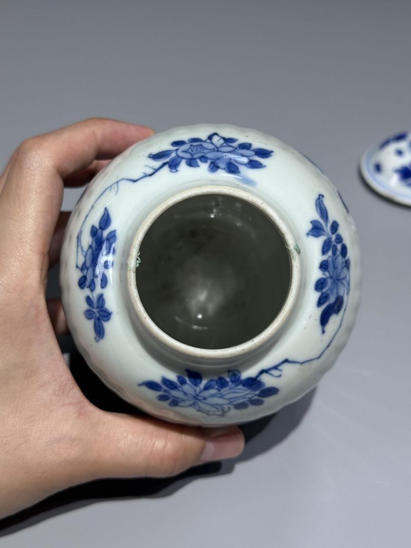    清康熙 青花教子图盖罐 - 图5