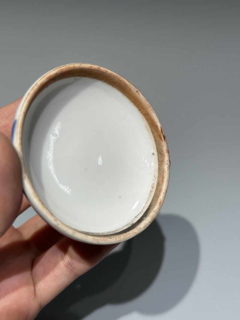    清光绪 青花庭院婴戏纹印泥盒 - 图9