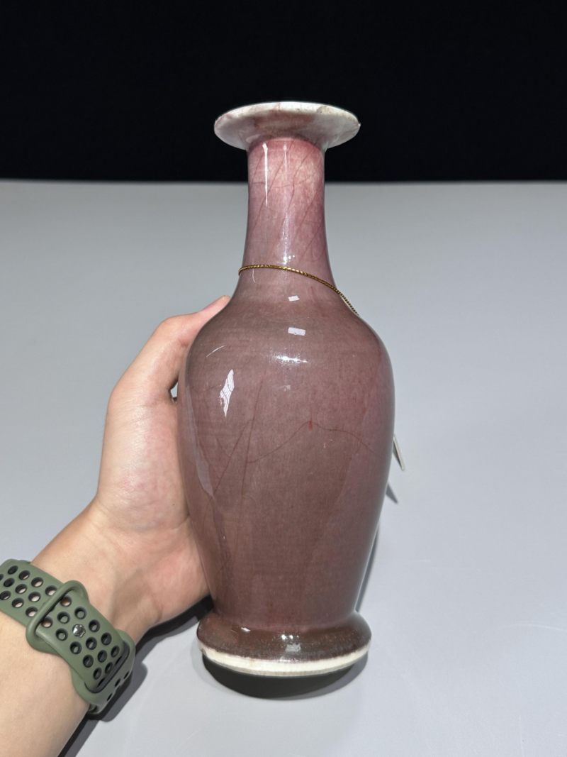    清晚期 豇豆红观音瓶 - 图7