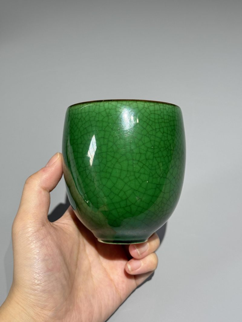    清中期 绿哥釉深腹杯 - 图2