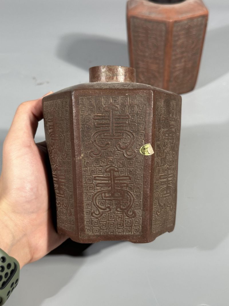    清 紫砂茶叶罐一组(两件) - 图7