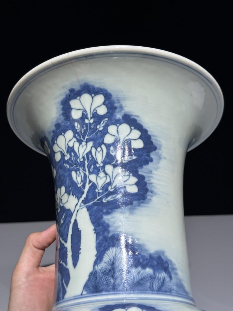    清康熙 青花花卉纹凤尾尊 - 图8