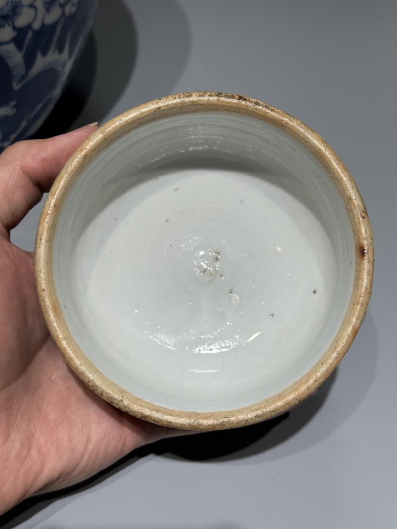    民国 青花冰梅纹大罐 配底座 - 图12