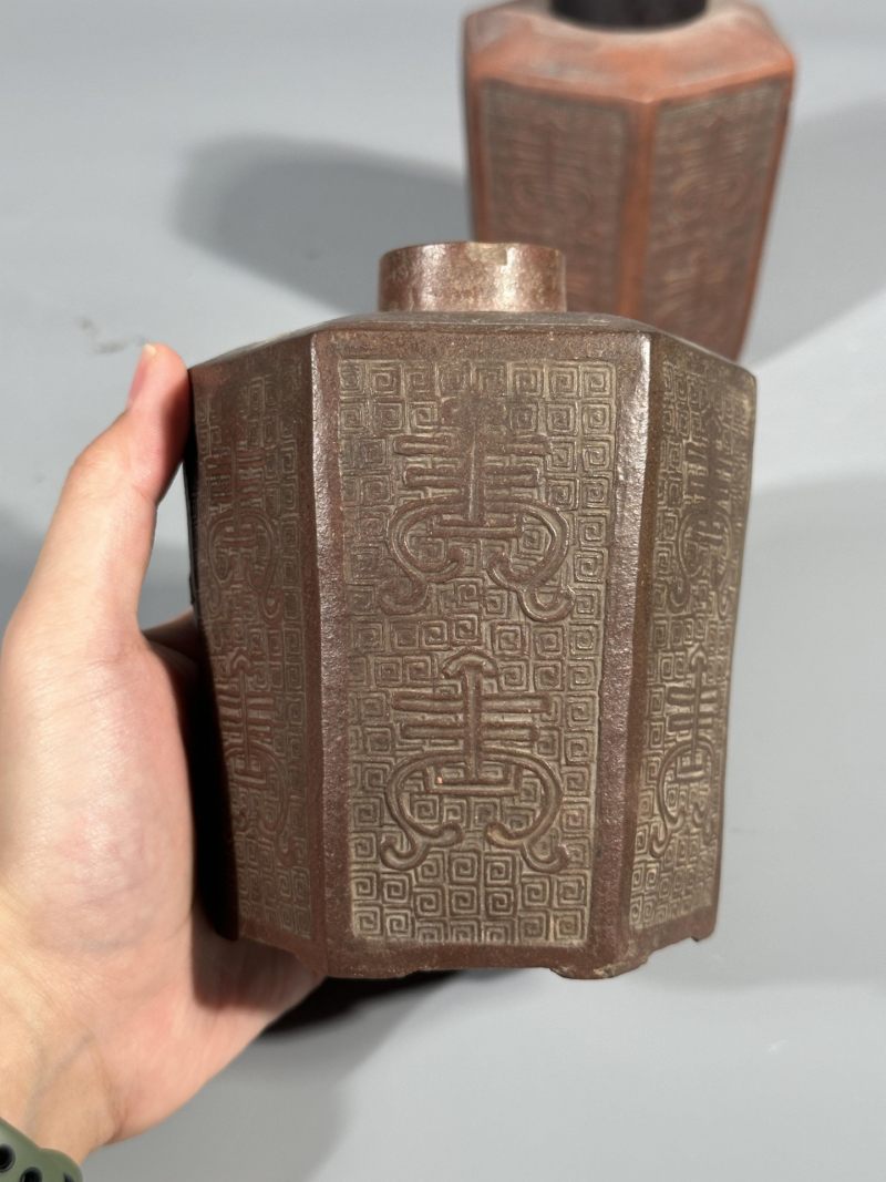    清 紫砂茶叶罐一组(两件) - 图8