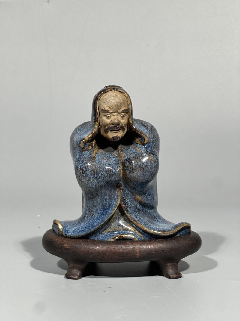    清 石湾窑达摩坐像 配底座 - 图2