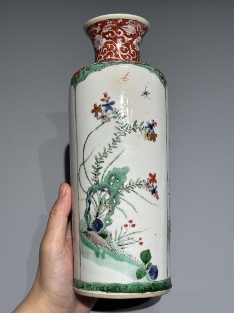    清康熙 五彩花卉纹筒瓶 - 图4