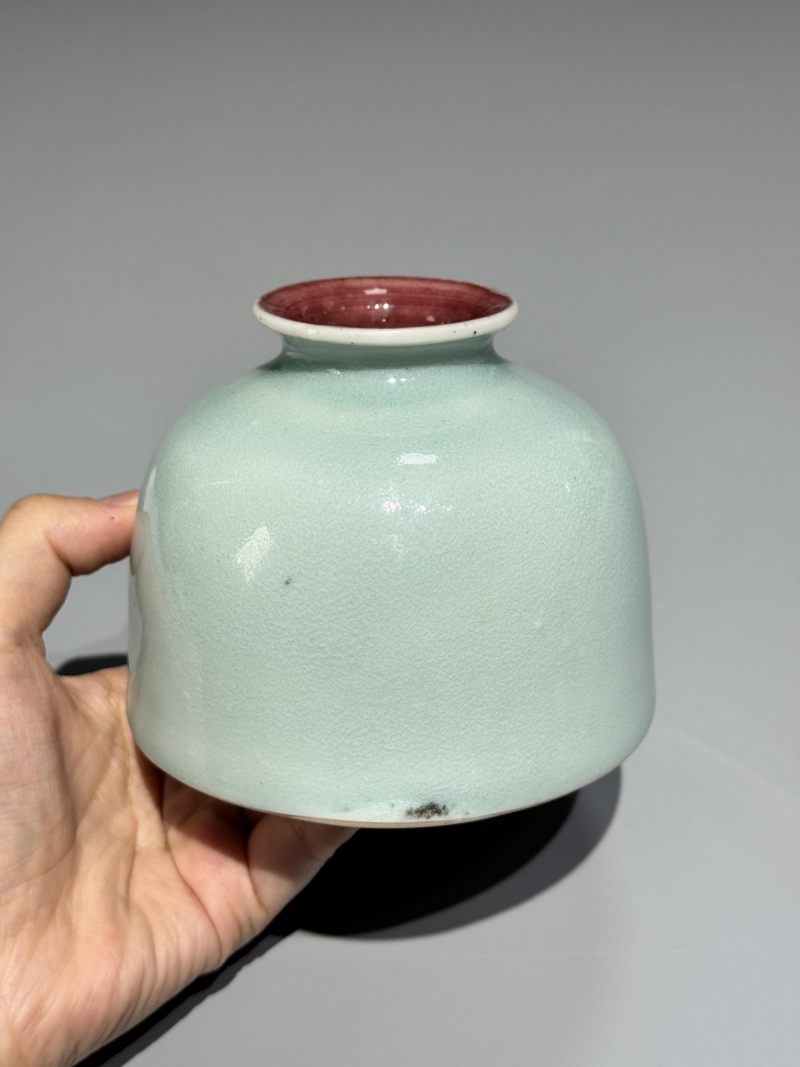    清晚期 外粉青釉内红釉马蹄尊 - 图5