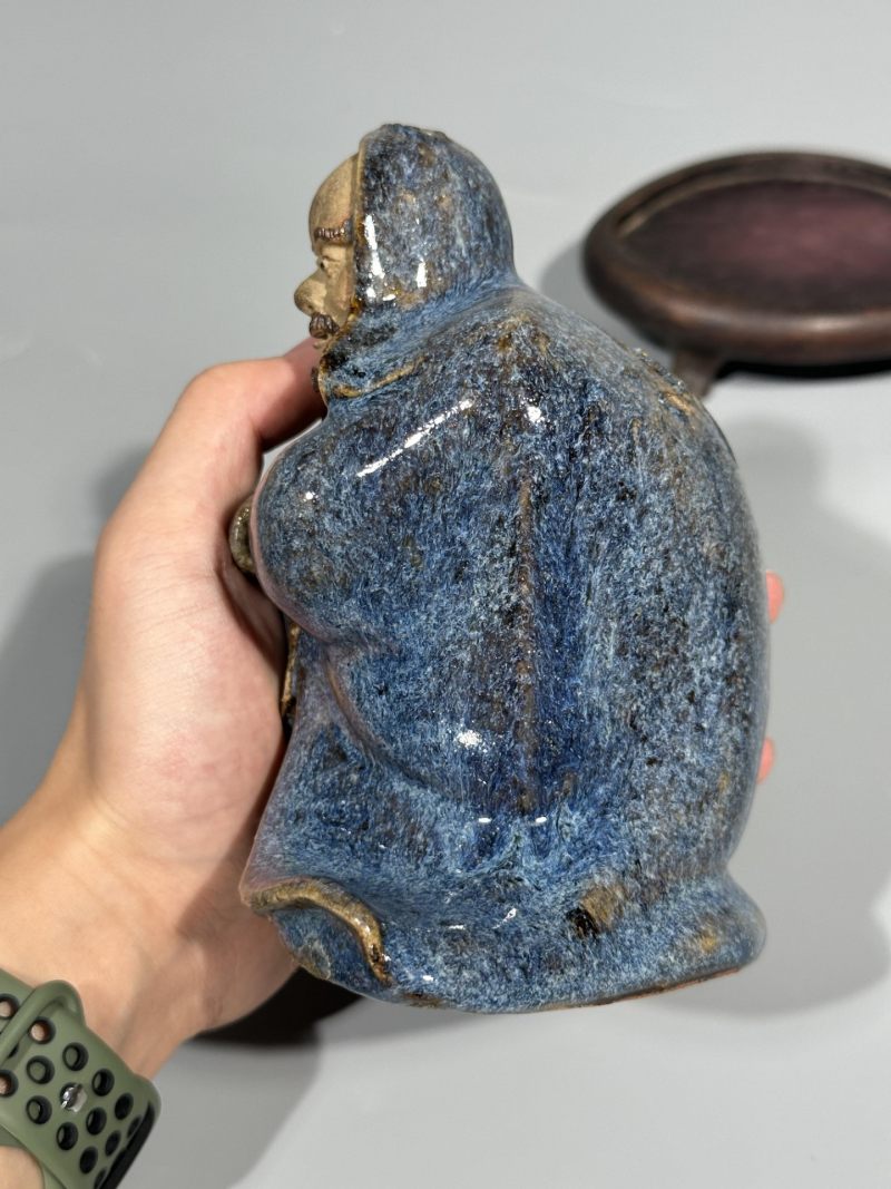    清 石湾窑达摩坐像 配底座 - 图3