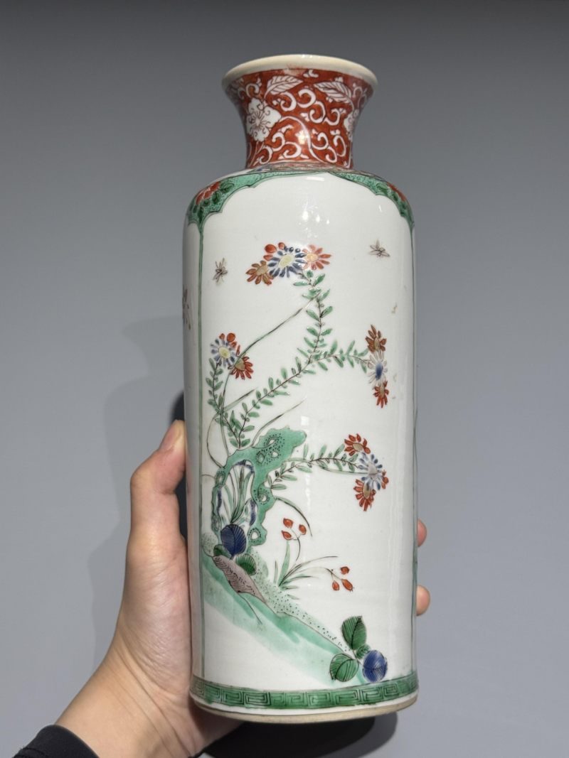    清康熙 五彩花卉纹筒瓶 - 图5