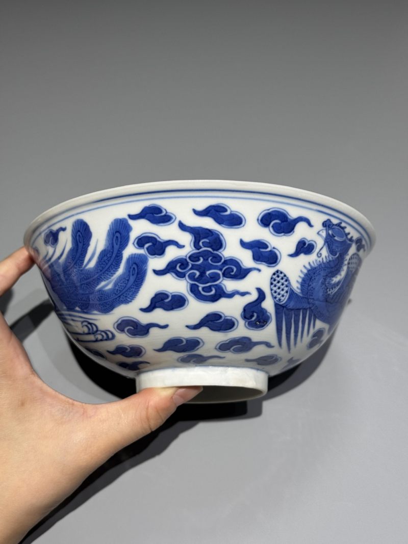    清光绪 青花云凤纹碗 - 图7