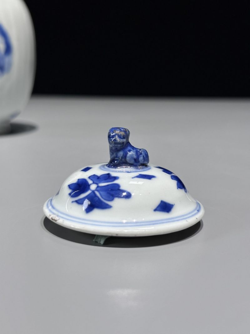    清康熙 青花教子图盖罐 - 图10