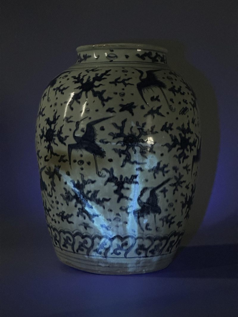    明嘉靖 青花云鹤纹大罐 - 图10