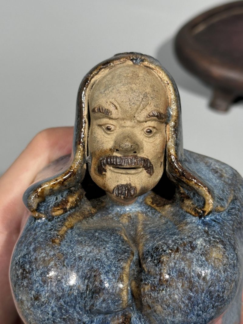    清 石湾窑达摩坐像 配底座 - 图5