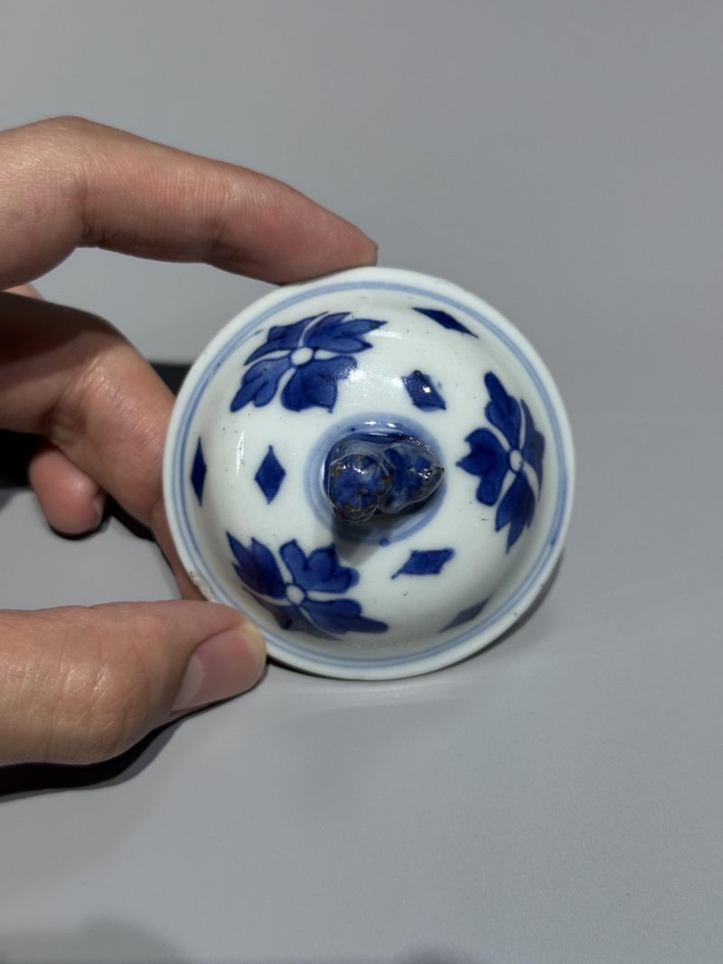    清康熙 青花教子图盖罐 - 图11