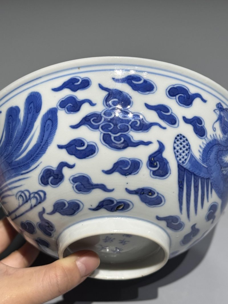    清光绪 青花云凤纹碗 - 图9