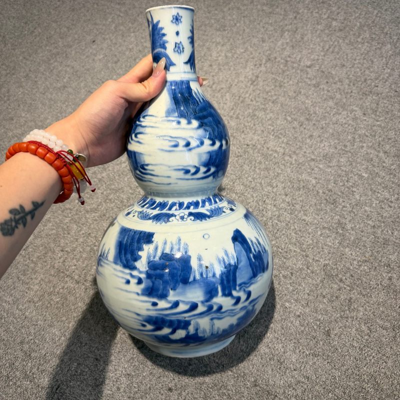 明崇祯青花人物故事纹葫芦瓶-多宝古瓷宝典