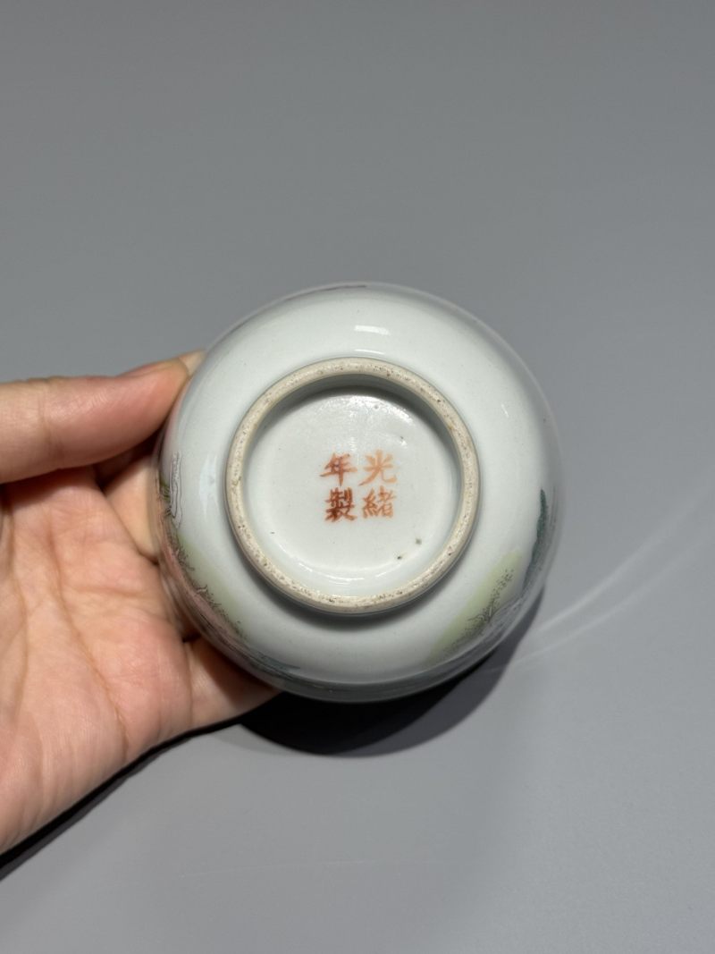    清光绪 粉彩芙蓉百财纹杯 - 图8