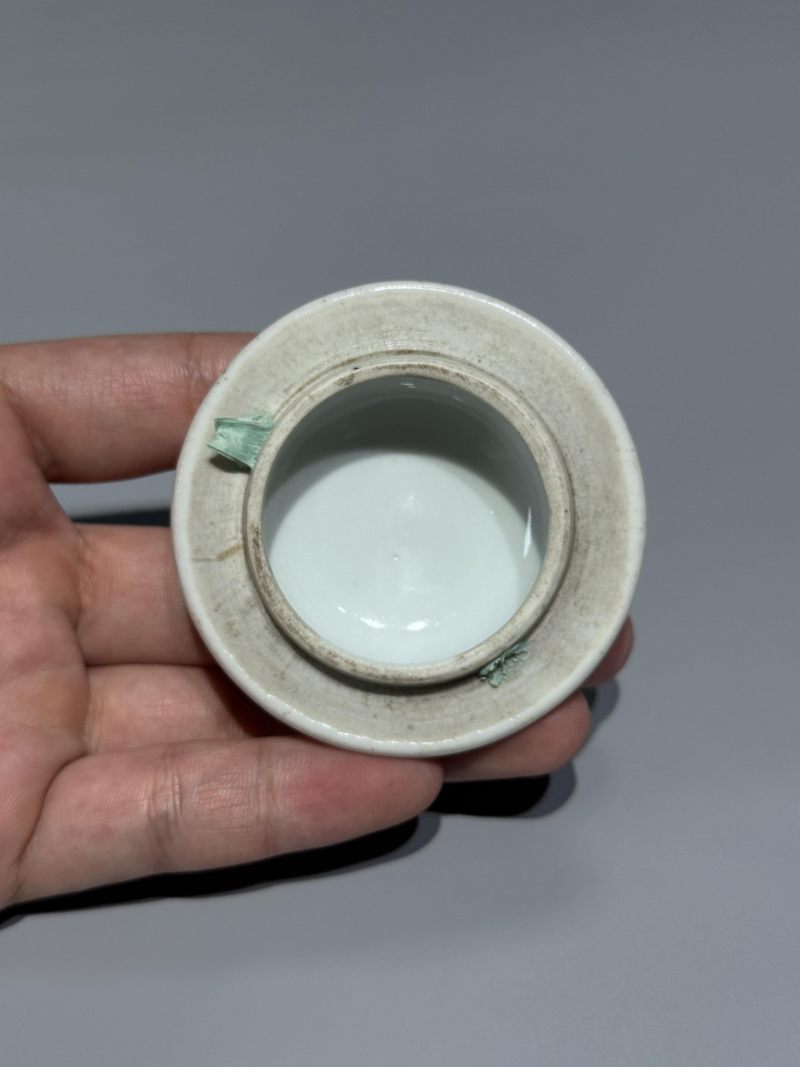    清康熙 青花教子图盖罐 - 图12