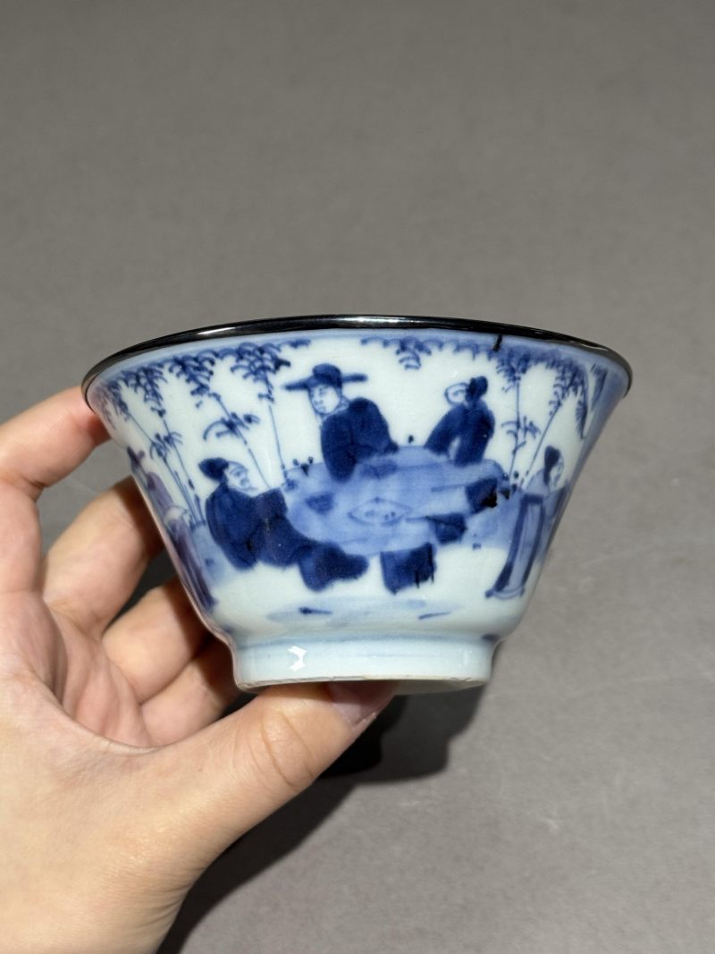    清康熙 青花人物纹杯 - 图2