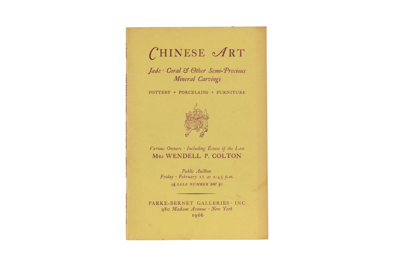 纽约苏富比1966年：《科尔顿夫人旧藏中国艺术品》