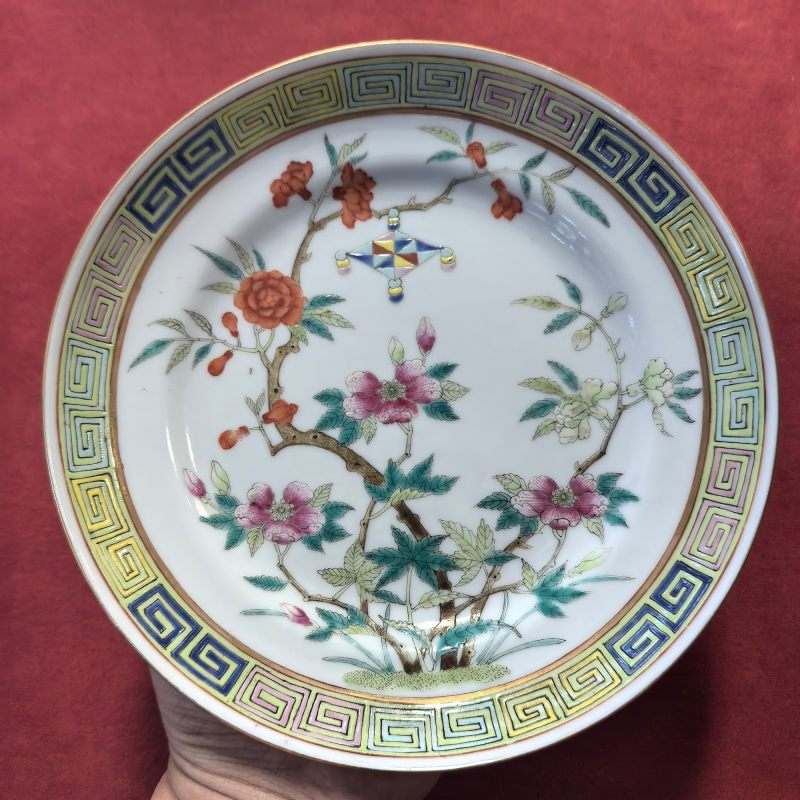 清晚期 粉彩花卉纹盘 - 图3